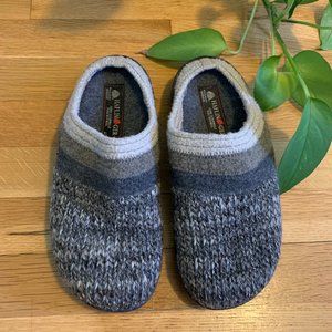 HAFLINGER Unisex Wool Hard Sole Slippers in Grey
